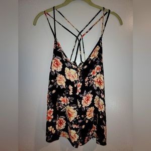 Floral button tank top